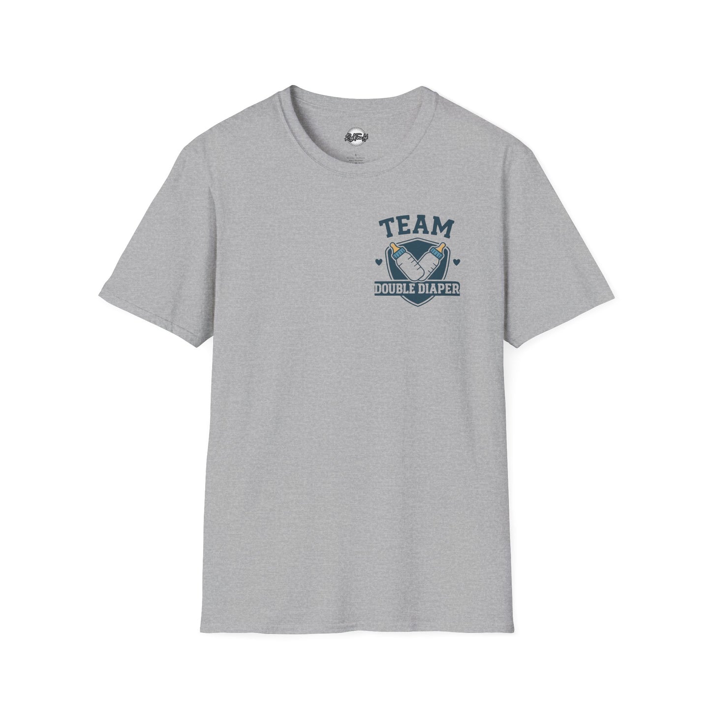 Team Double Diaper T-Shirt - Unisex Softstyle Tee for New Parents