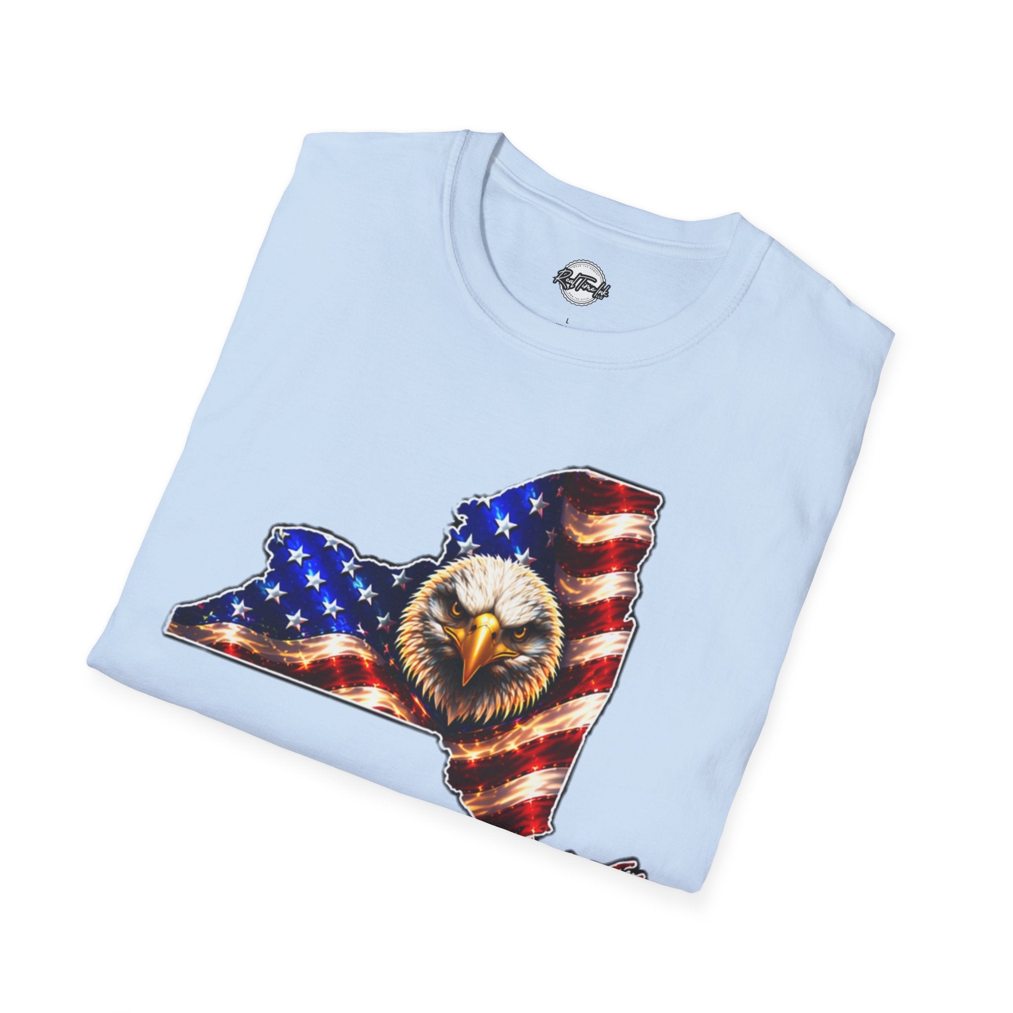 Patriotic New York State T-Shirt - American Flag Eagle Graphic