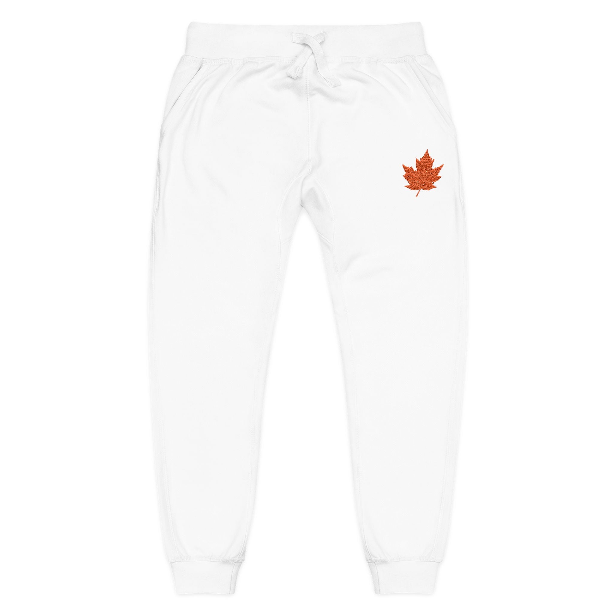 Embroidered Fall Leaf Fleece Sweatpants for Cozy Comfort