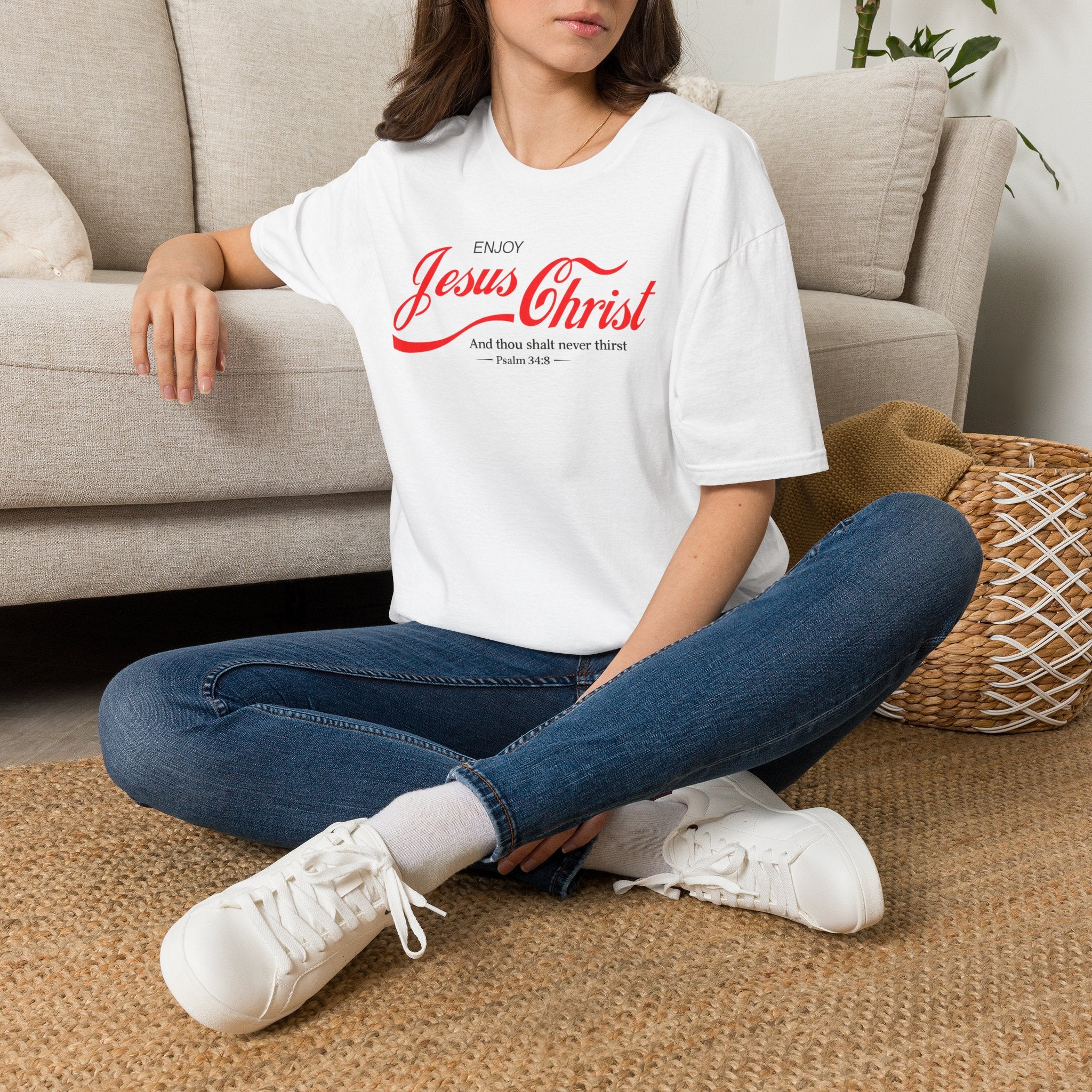 Jesus Christ T-Shirt — "Enjoy Jesus Christ" Psalm 34:8 Faith Tee
