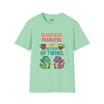 Mother of Twins T-Shirt - Sleepless & Fearless Unisex Tee