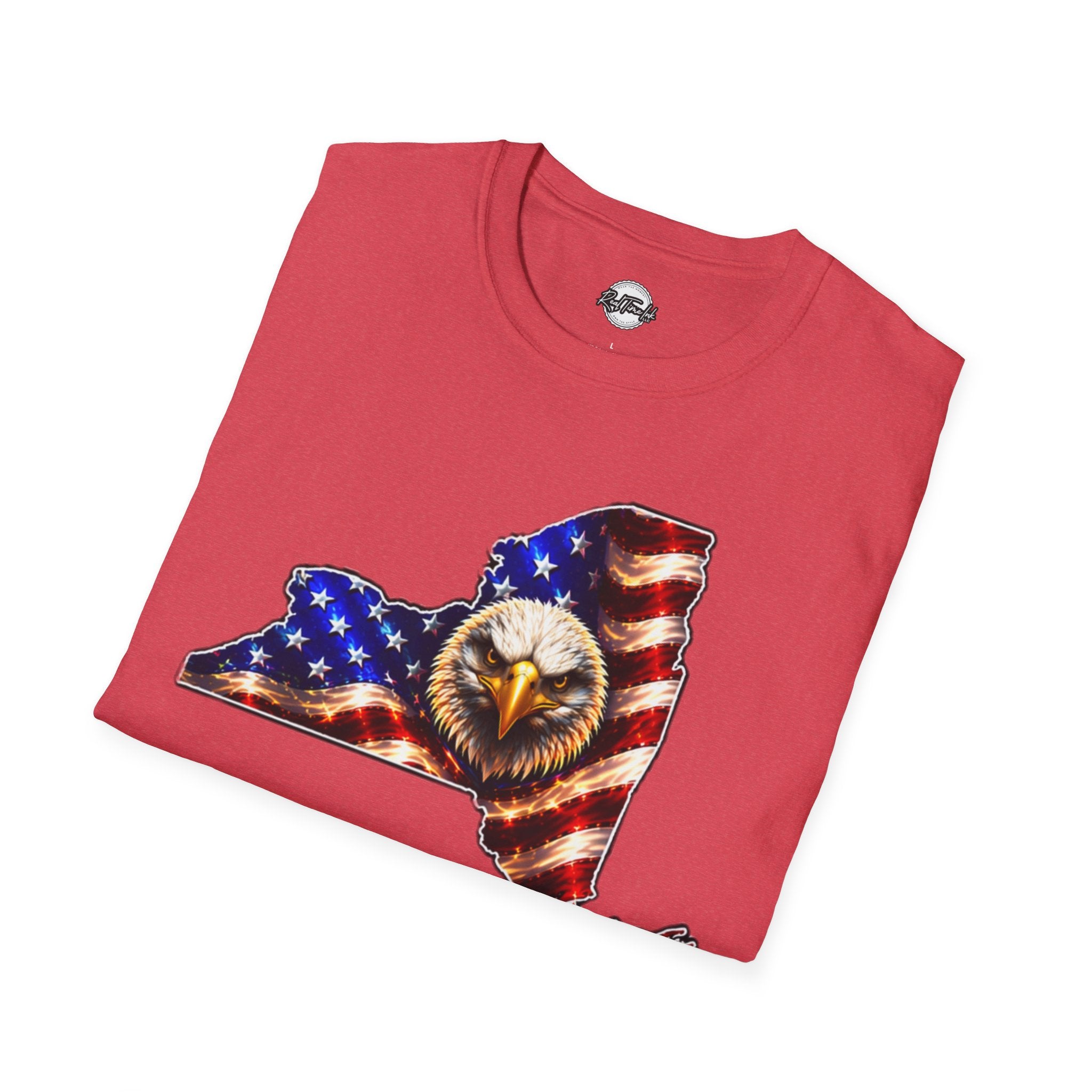 Patriotic New York State T-Shirt - American Flag Eagle Graphic