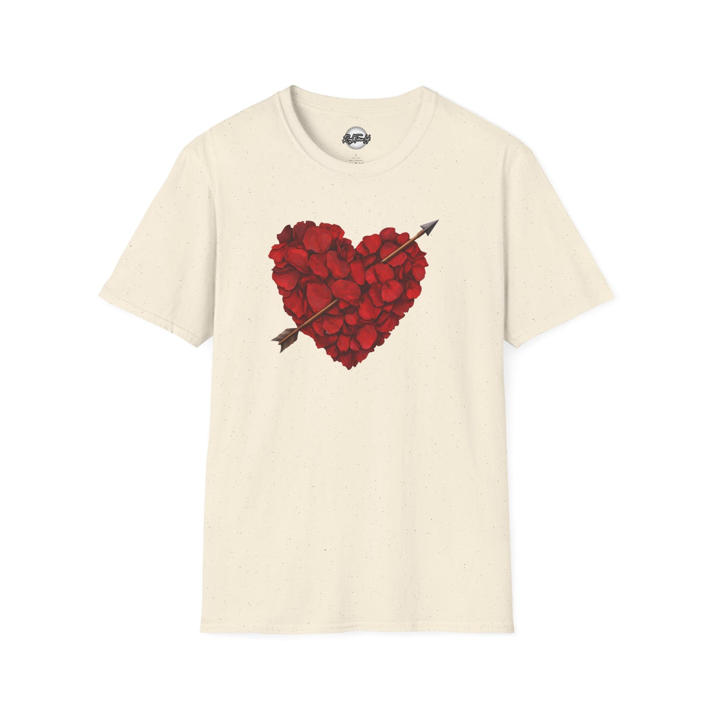 Rose Petal Heart T-Shirt — Arrowed Floral Heart Graphic Tee for Valentine’s Day