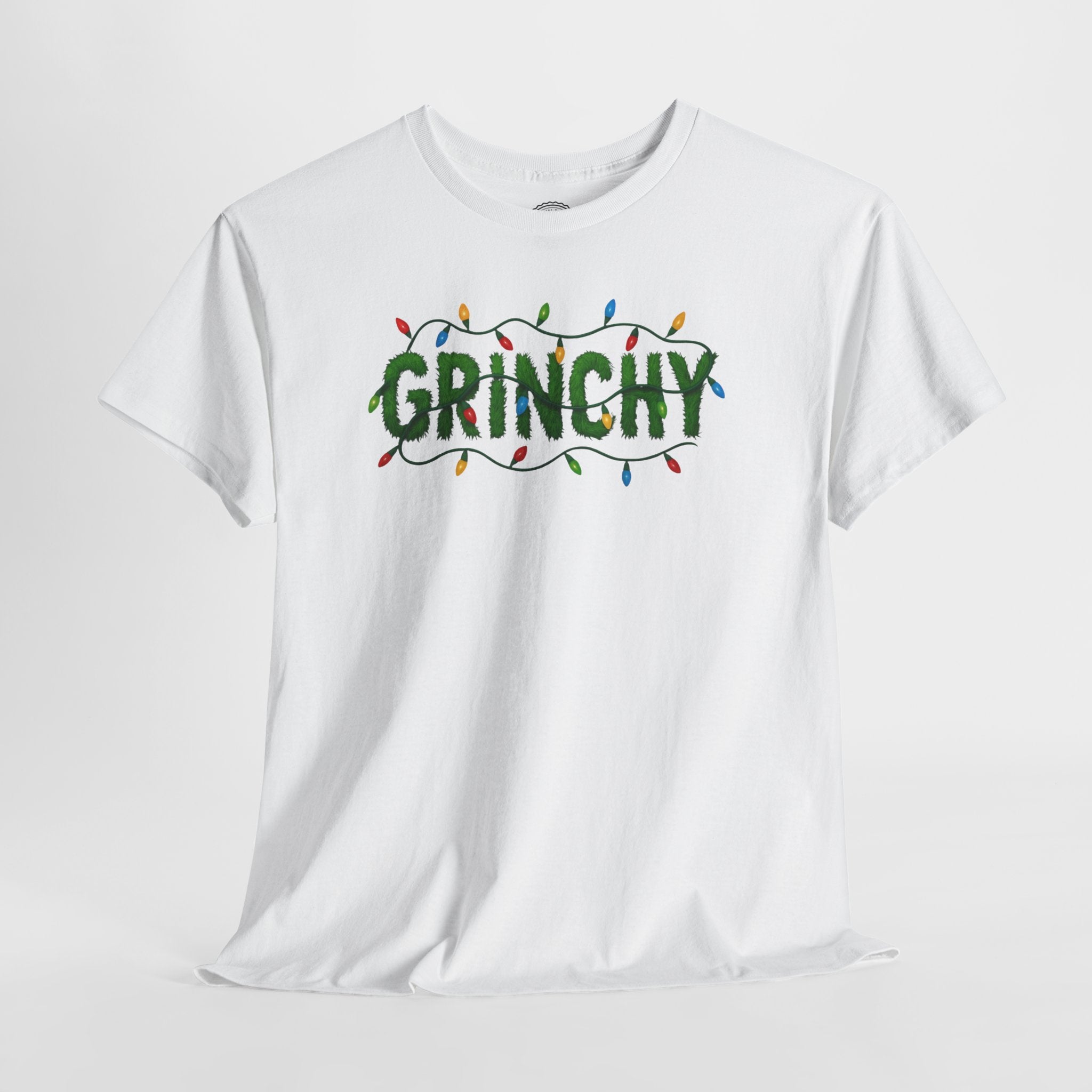 Grinchy Christmas Tee — Festive Lights Holiday Shirt