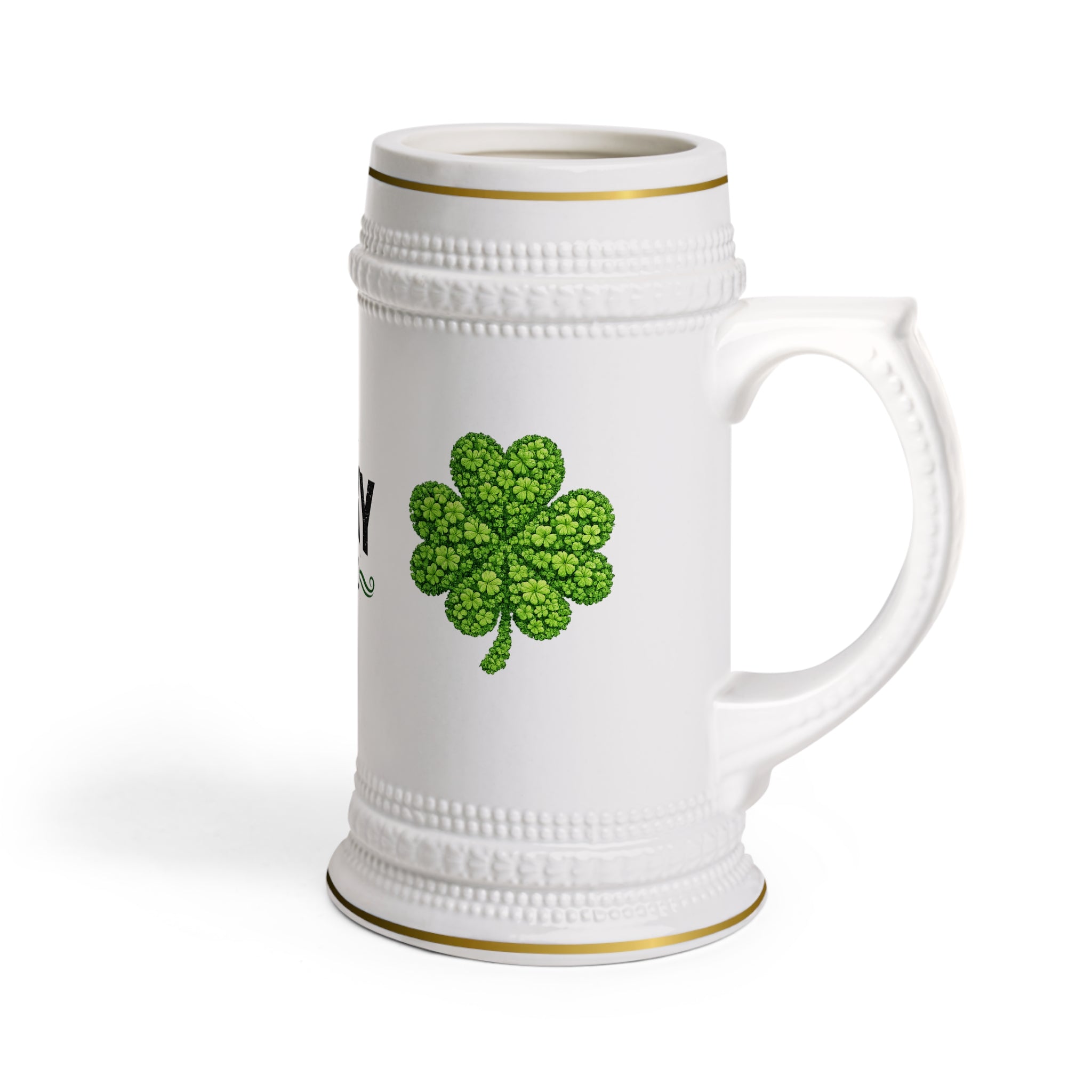 The Lucky Crew Beer Stein — St. Patrick’s Day Shamrock Ceramic Mug