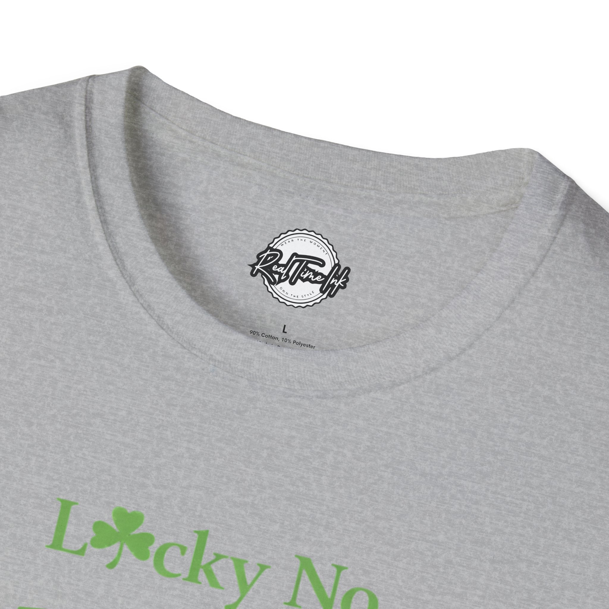 T-Shirt — "Lucky No. Blessed? Absolutely." Green Faith Graphic Tee