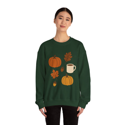 Cozy Autumn Crewneck Sweatshirt - Fall Colors, Pumpkin Design, Perfect for Thanksgiving, Gifts for Her, Casual Wear