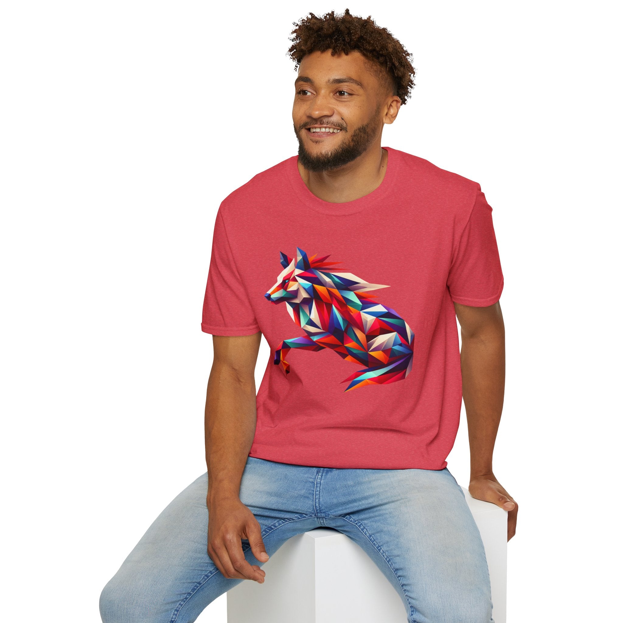 Colorful Geometric Wolf T-Shirt | Unisex Softstyle Tee