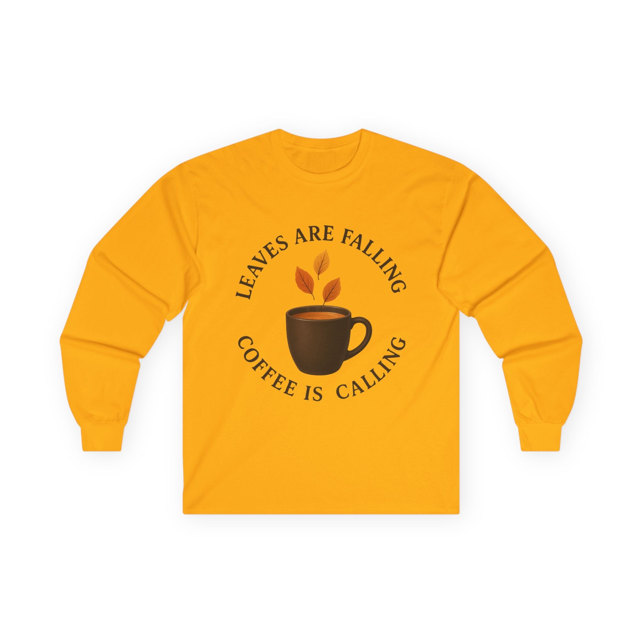 Fall-Themed Long Sleeve Tee, Cozy Autumn Shirt, Coffee Lover's Gift, Perfect for Thanksgiving, Stylish Layering Top