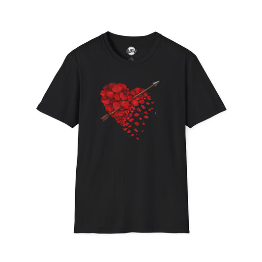 Rose Petal Heart T-Shirt — Arrow-Pierced Romantic Valentine Tee
