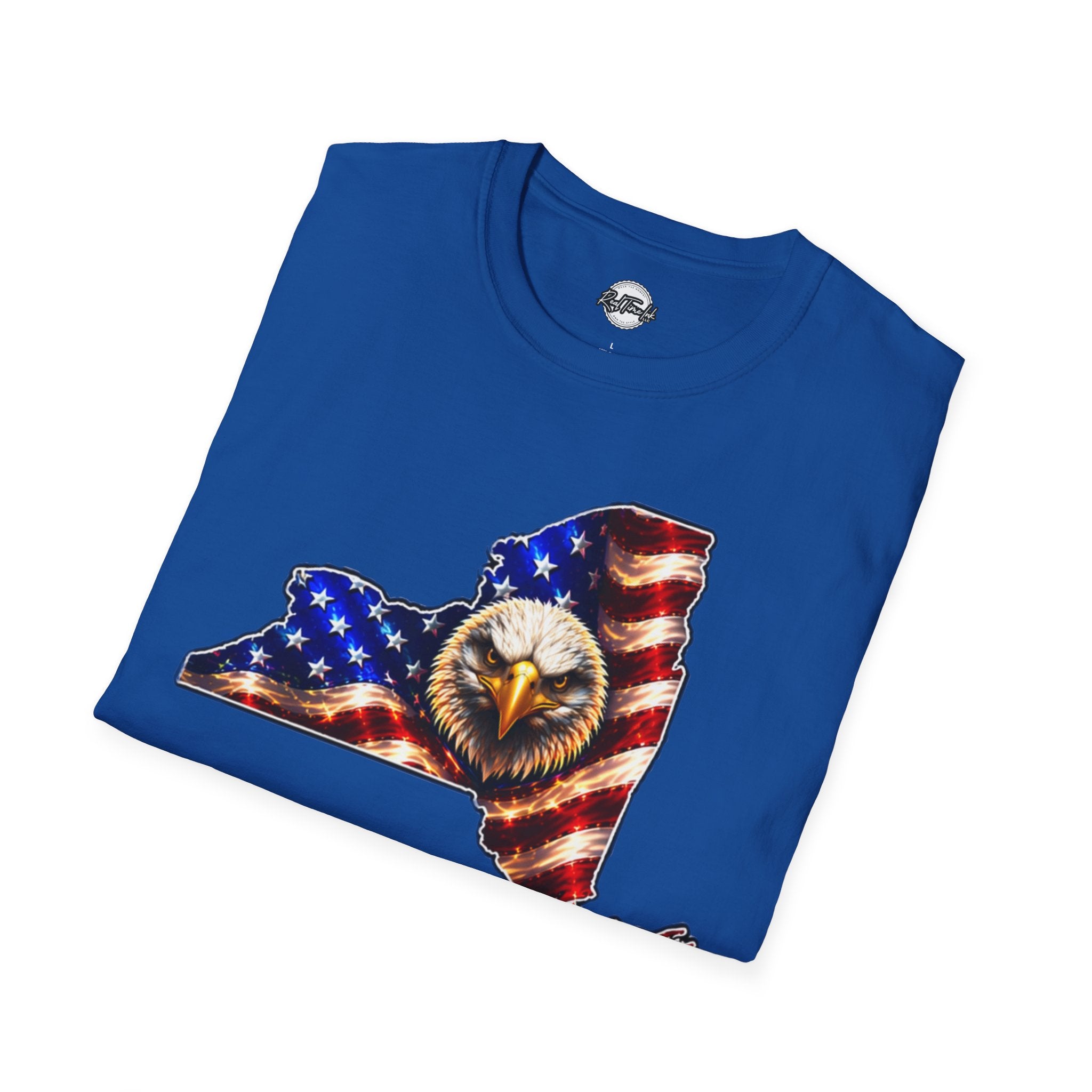 Patriotic New York State T-Shirt - American Flag Eagle Graphic