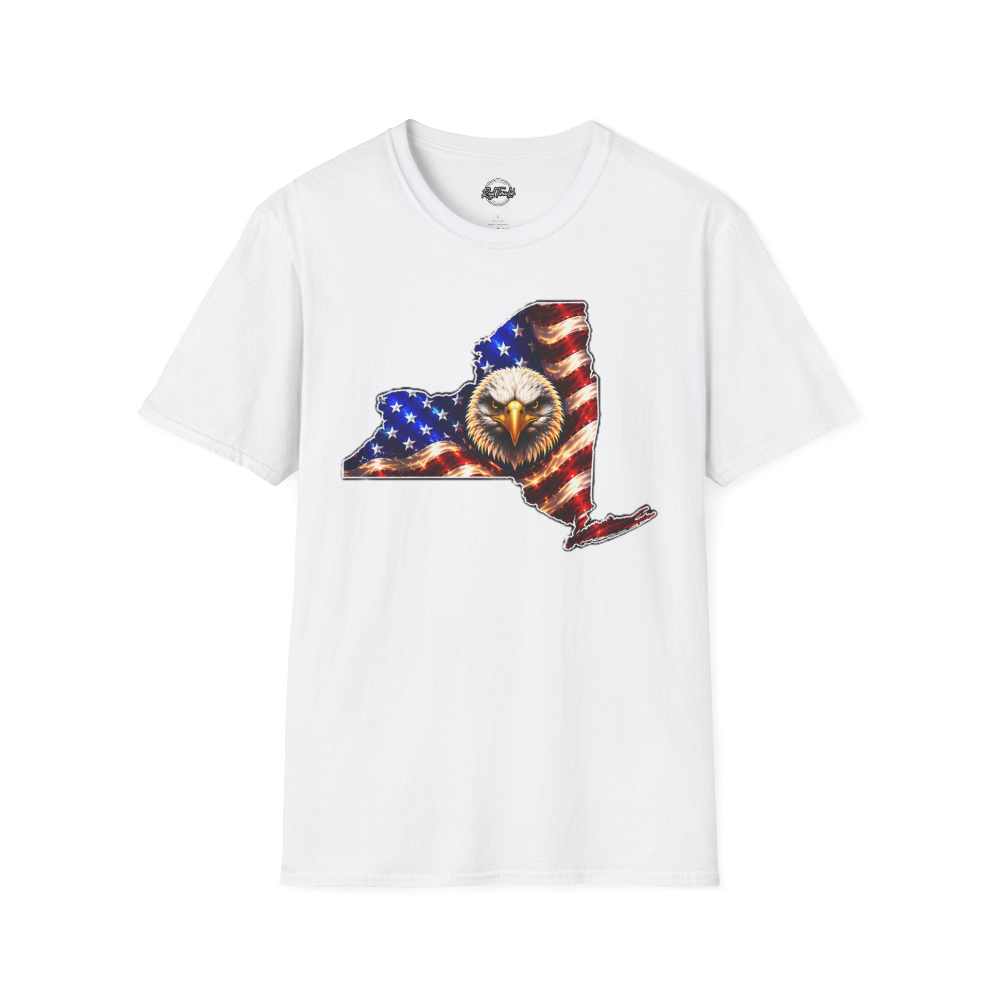 Patriotic New York State T-Shirt - American Flag Eagle Graphic