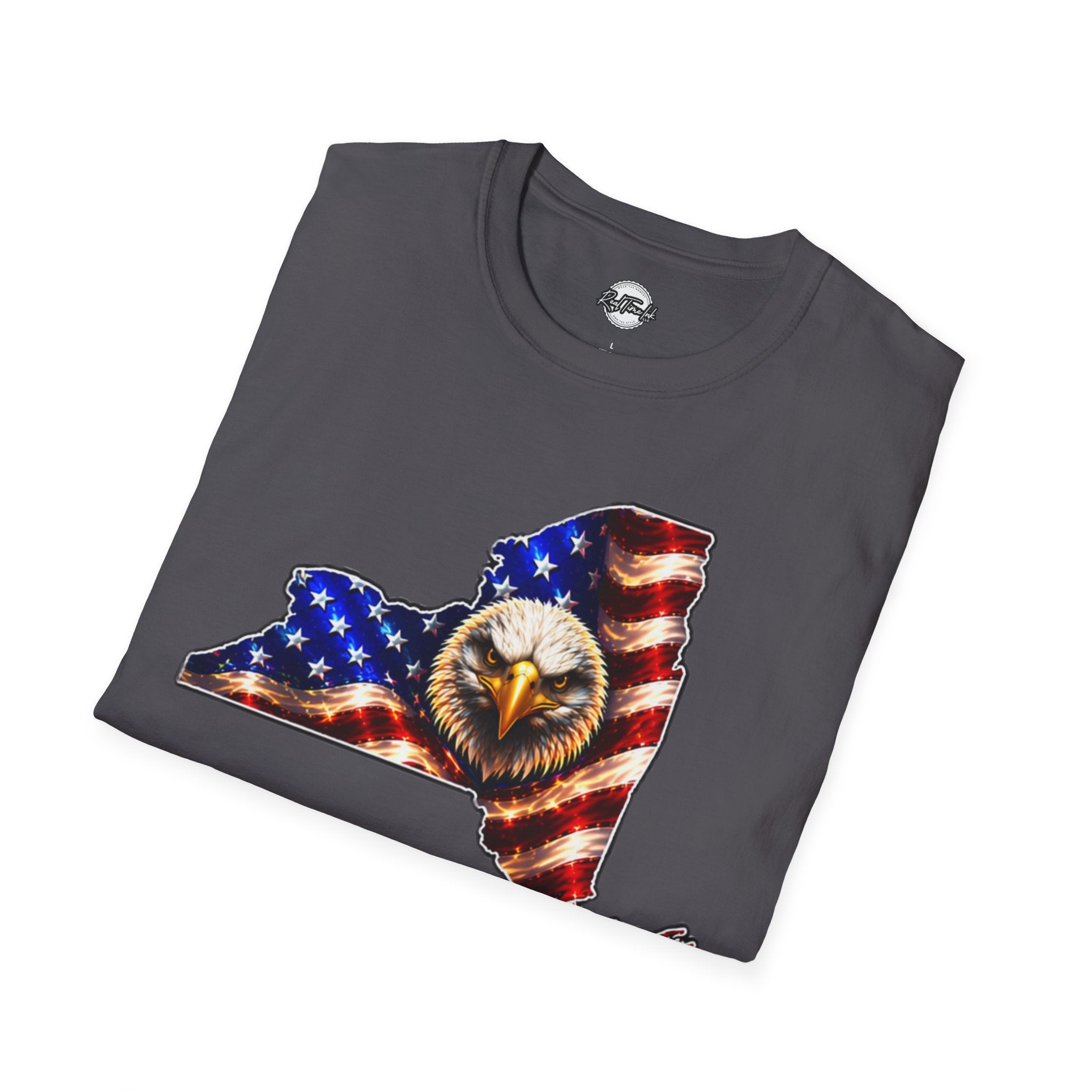 Patriotic New York State T-Shirt - American Flag Eagle Graphic