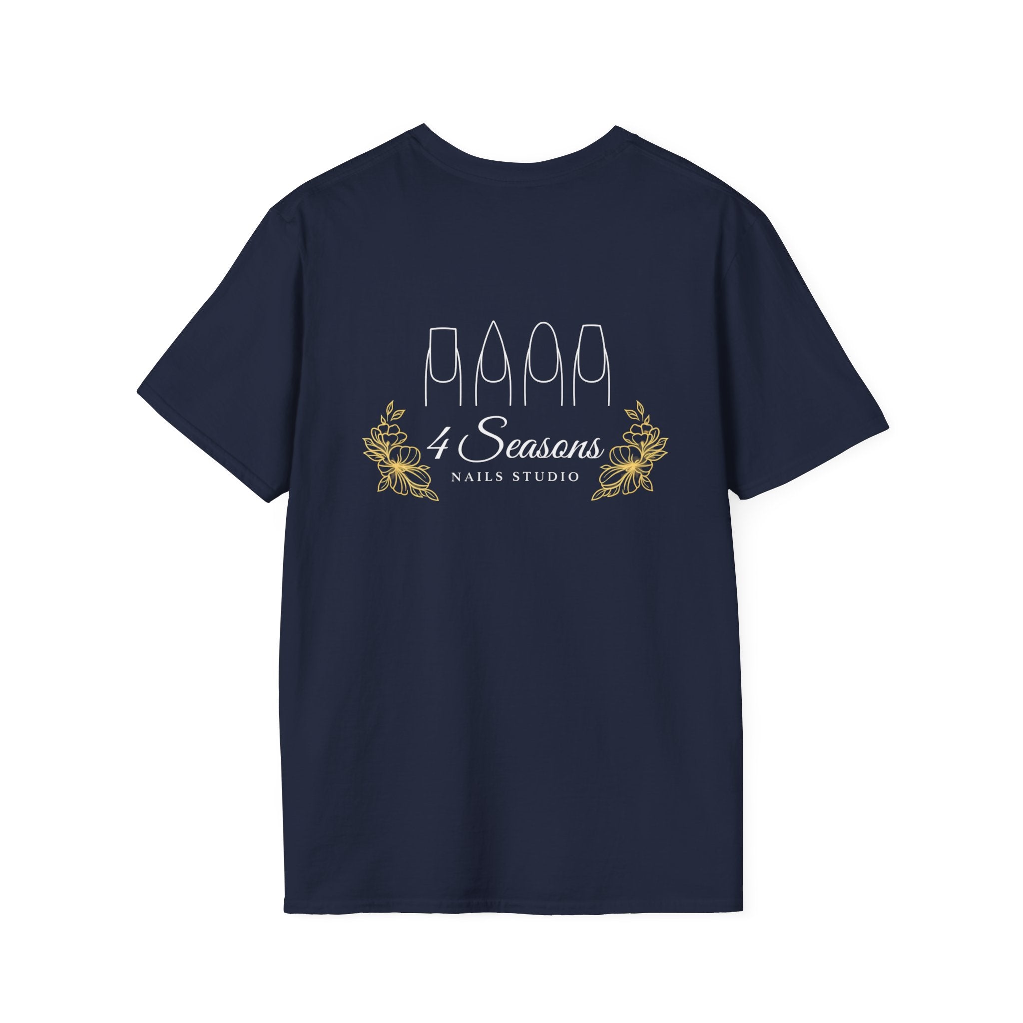 4 Seasons Nails Studio T-Shirt — Nail Tech Logo Tee (Front & Back)