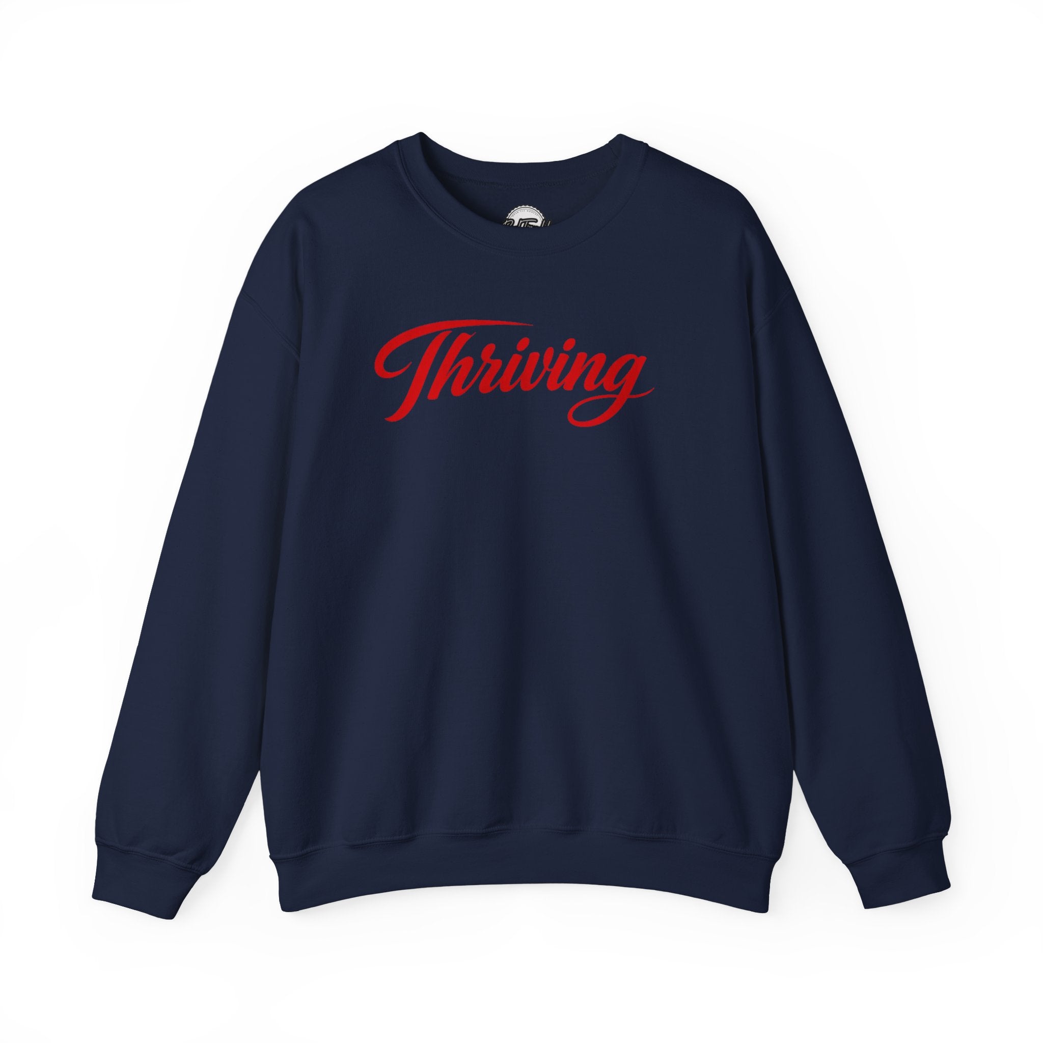 Thriving Crewneck Sweatshirt Positive Script Graphic Pullover