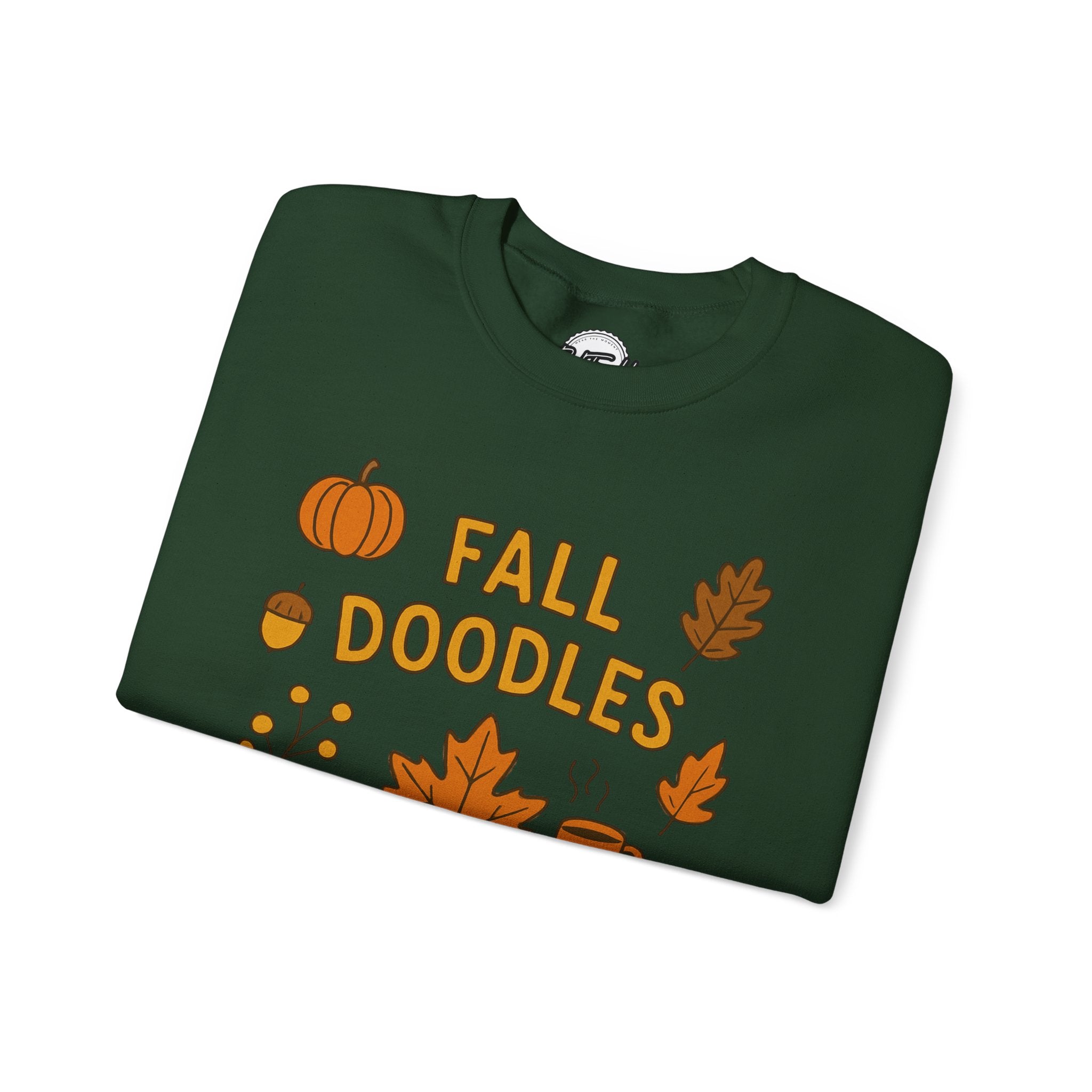 Cozy Fall Doodles Crewneck Sweatshirt, Pumpkin Sweatshirt, Autumn Apparel, Thanksgiving Gift, Warm Sweater for Relaxing