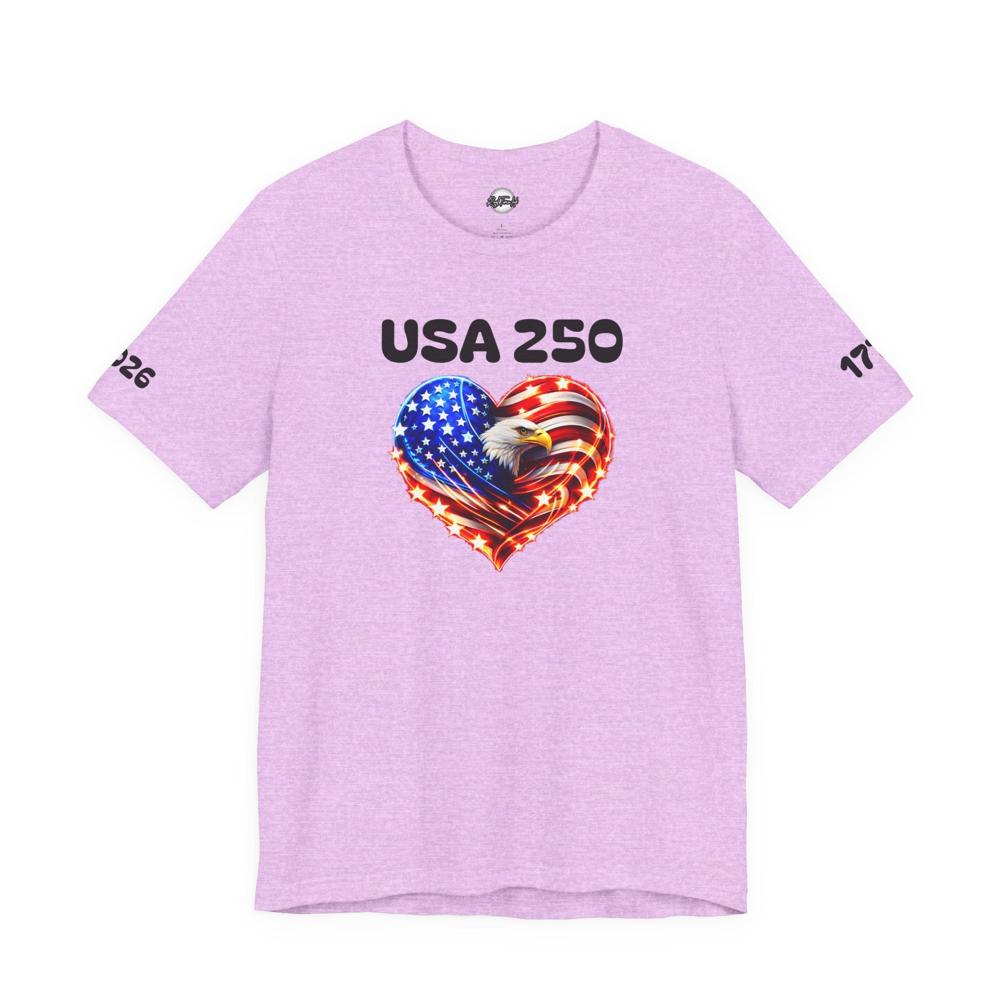 USA 250 Heart Flag T-Shirt — Patriotic Bald Eagle Tee for Independence Day