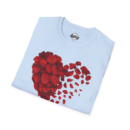 Disintegrating Rose Petal Heart T-Shirt — Floral Heart Design