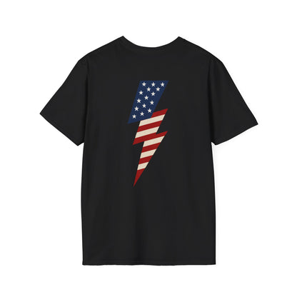 Patriotic Lightning Bolt T-Shirt, American Flag Tee, Unisex Casual Wear, Gifts for Independence Day, Fourth of July Apparel, Summer Style