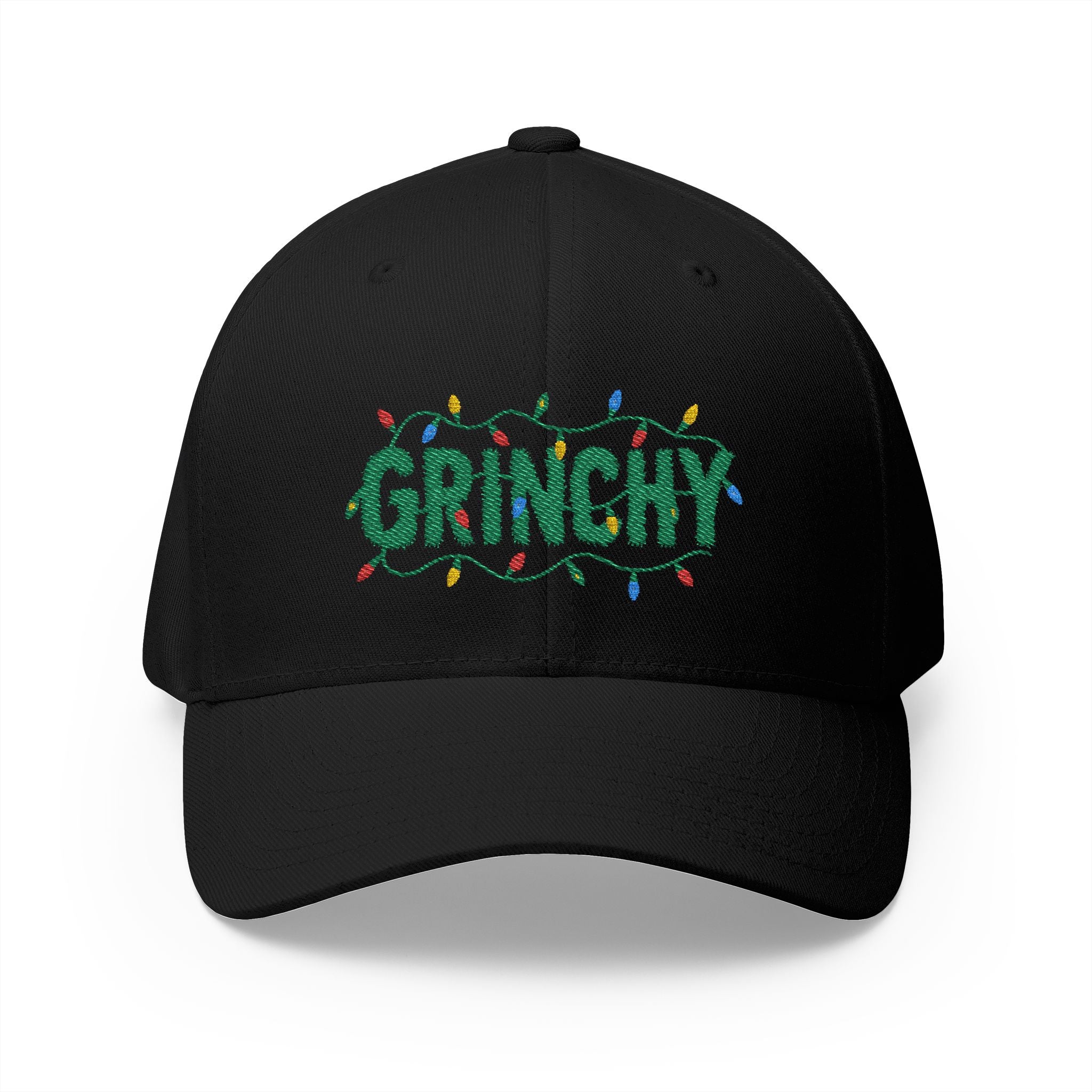 Grinchy Embroidered Christmas Cap — Holiday Light Design