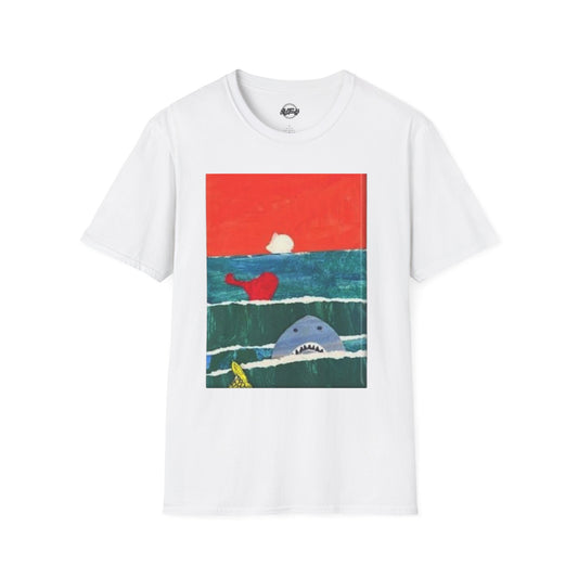 Playful Shark Art Unisex T-Shirt – Beach Vibes, Summer Fun, Gift for Ocean Lovers kids' art