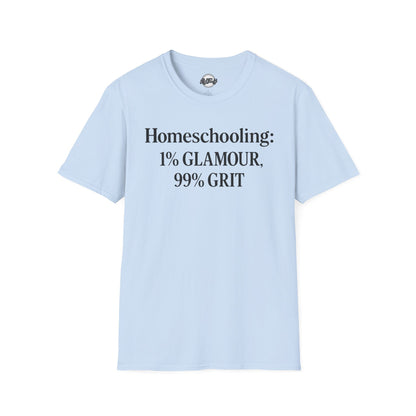 Homeschooling Grit T-Shirt - Unisex Softstyle Tee, Funny Parenting Gift, Education Shirt, Back-to-School, Family Life Apparel