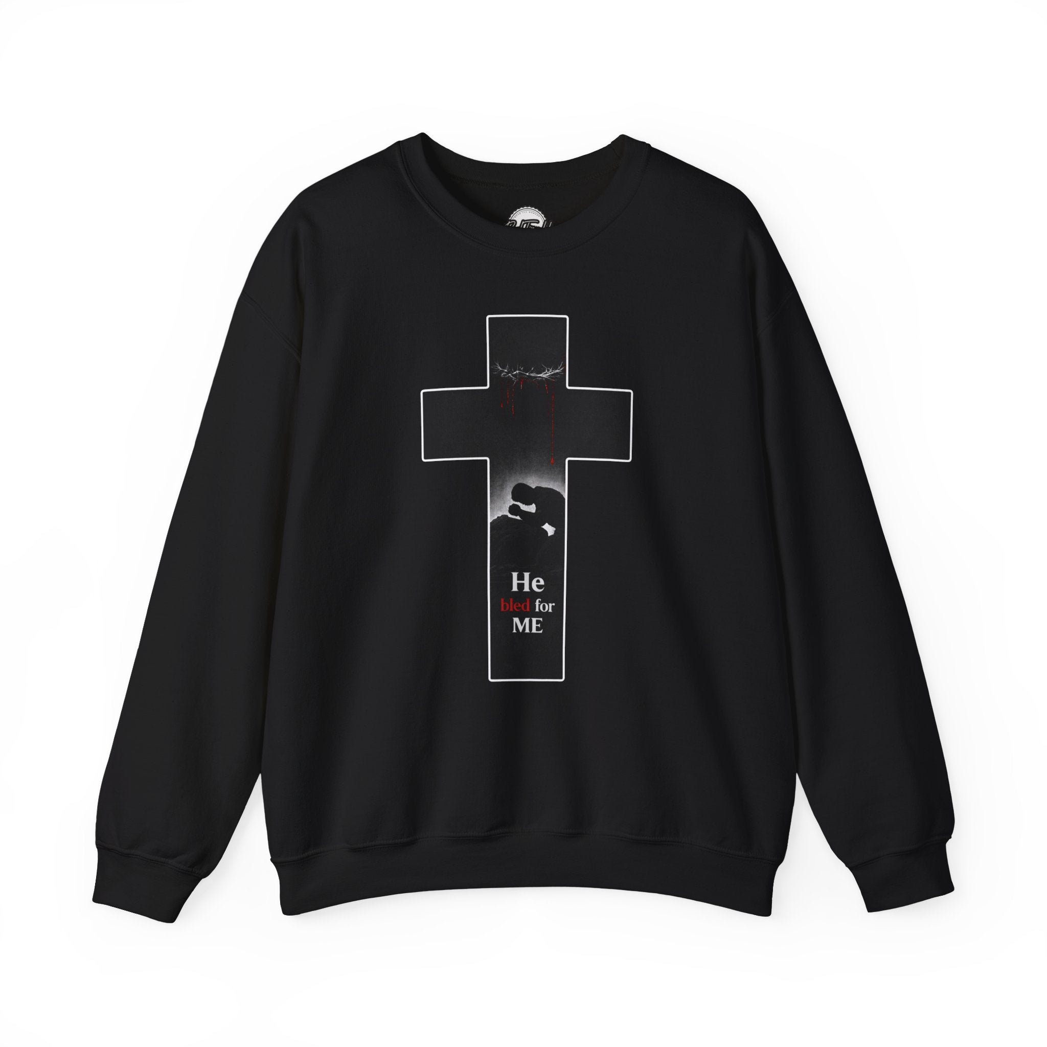 Christian Cross Sweatshirt – "He Died for Me" Inspirational Crewneck