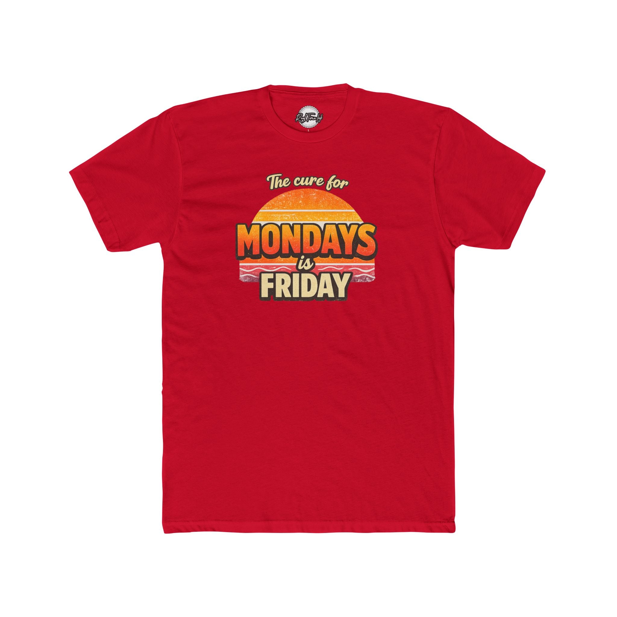 The Cure for Mondays Is Friday – Vintage Retro Sunset T-Shirt
