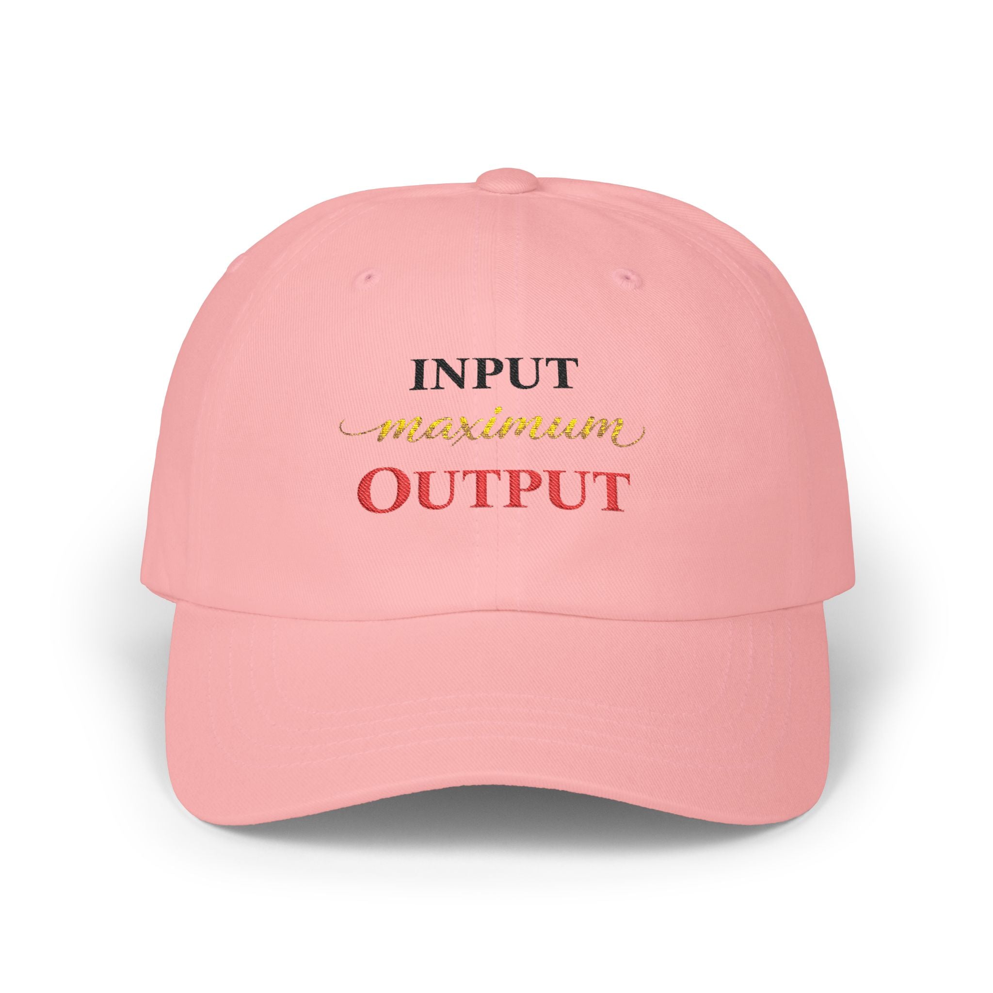 "INPUT maximum OUTPUT" Embroidered White Baseball Hat