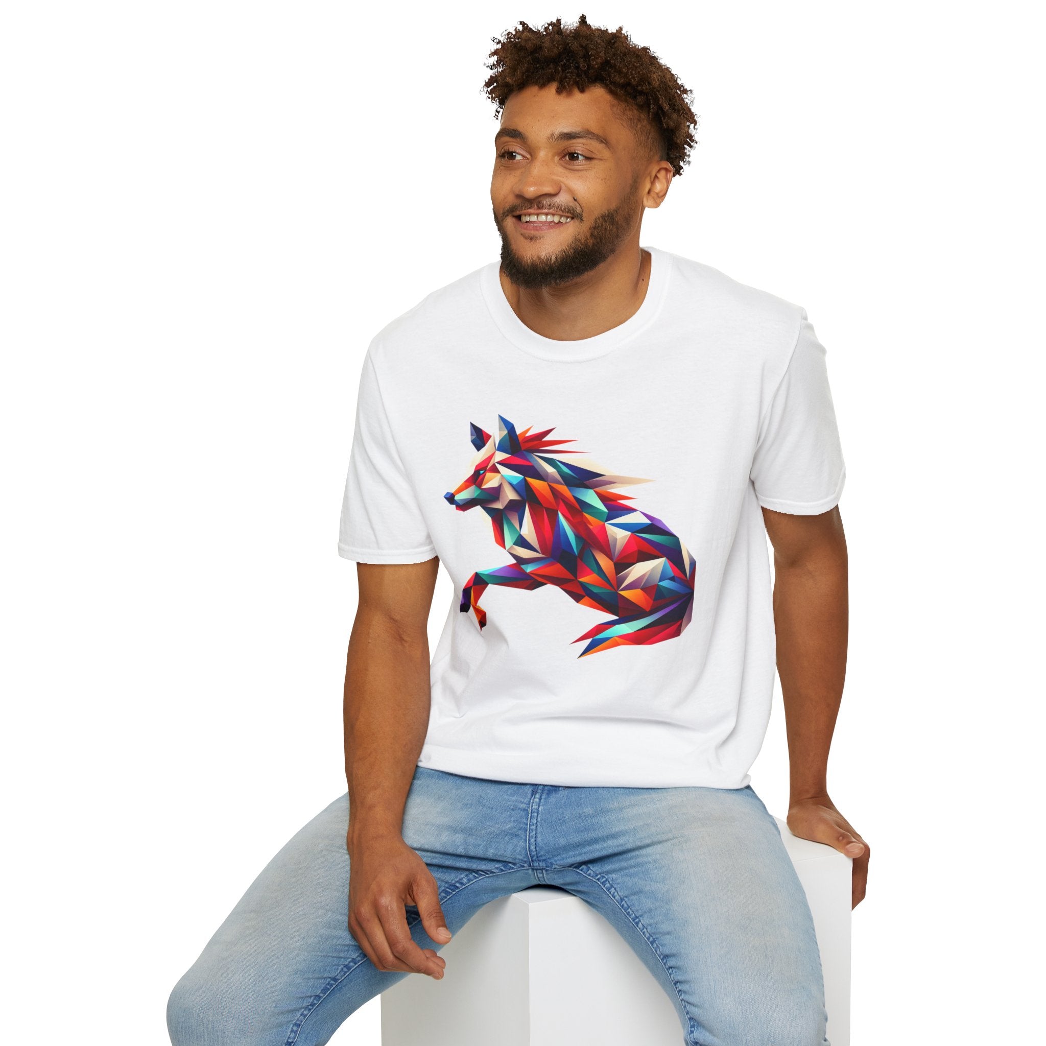 Colorful Geometric Wolf T-Shirt | Unisex Softstyle Tee
