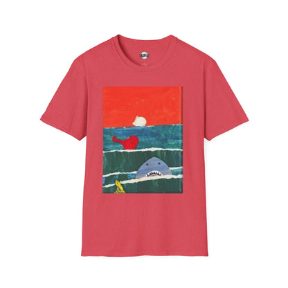 Playful Shark Art Unisex T-Shirt – Beach Vibes, Summer Fun, Gift for Ocean Lovers kids' art