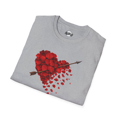 Rose Petal Heart T-Shirt — Arrow-Pierced Romantic Valentine Tee