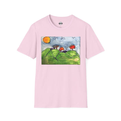 Artistic Nature Unisex Softstyle T-Shirt - Colorful Scenic Design kid art