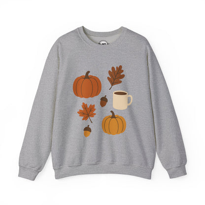 Cozy Autumn Crewneck Sweatshirt - Fall Colors, Pumpkin Design, Perfect for Thanksgiving, Gifts for Her, Casual Wear