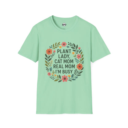 Plant Lady Cat Mom T-Shirt - Unisex Softstyle Tee for Nature Lovers