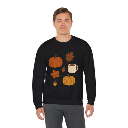 Cozy Autumn Crewneck Sweatshirt - Fall Colors, Pumpkin Design, Perfect for Thanksgiving, Gifts for Her, Casual Wear