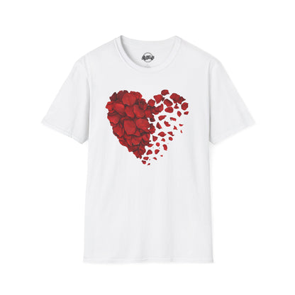 Disintegrating Rose Petal Heart T-Shirt — Floral Heart Design