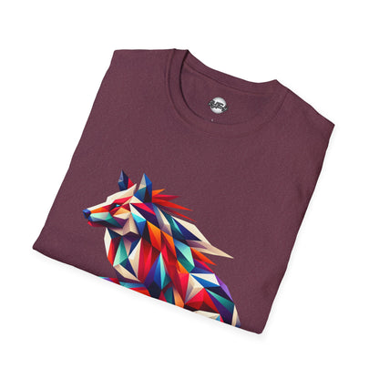 Colorful Geometric Wolf T-Shirt | Unisex Softstyle Tee