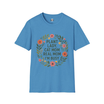 Plant Lady Cat Mom T-Shirt - Unisex Softstyle Tee for Nature Lovers