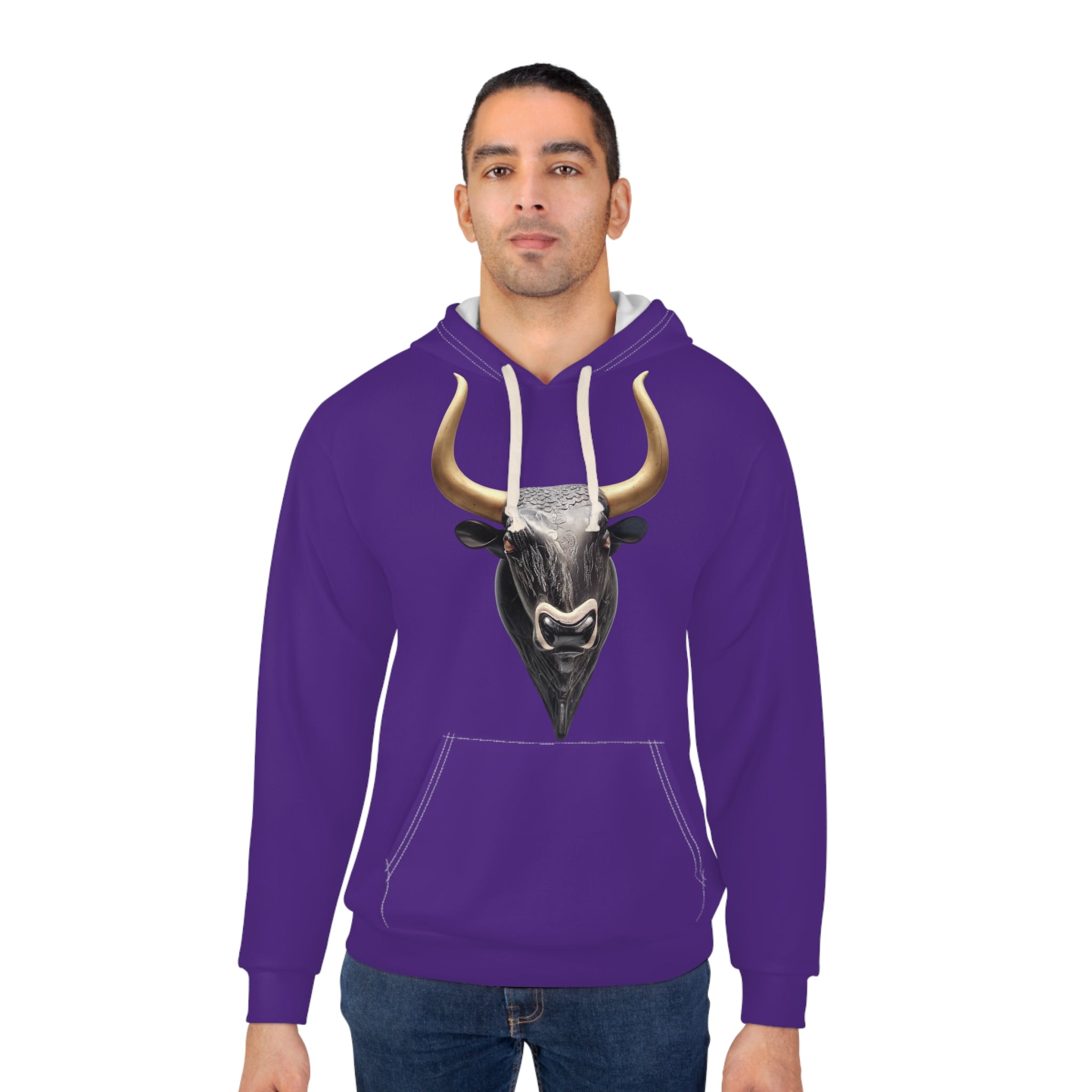 Bull Head Hoodie — Gold Horns Graphic Pullover