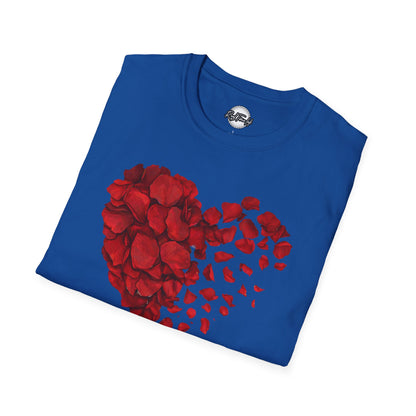 Disintegrating Rose Petal Heart T-Shirt — Floral Heart Design