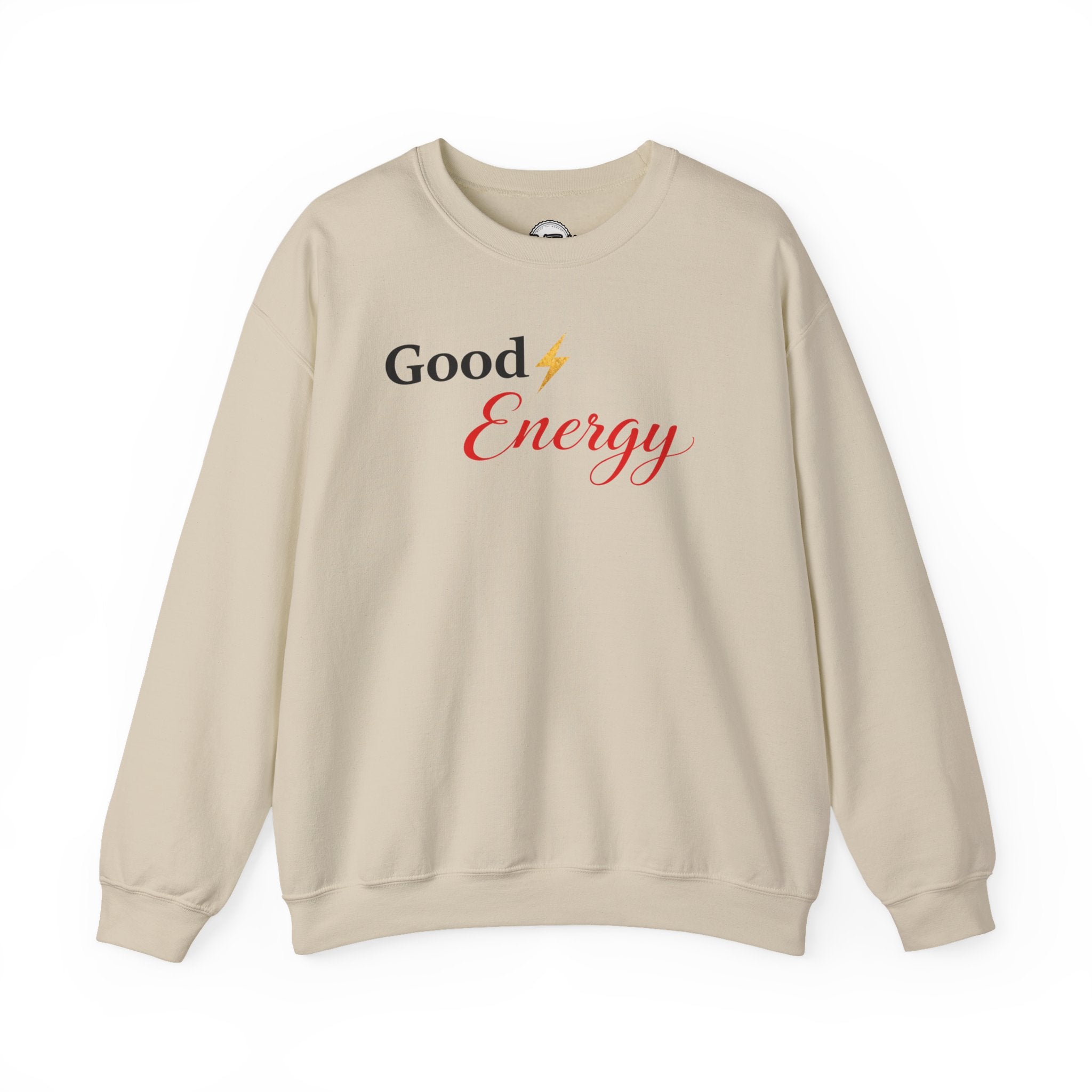 Good Energy Crewneck Sweatshirt — Positive Vibes Lightning Graphic