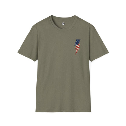 Patriotic Lightning Bolt T-Shirt, American Flag Tee, Unisex Casual Wear, Gifts for Independence Day, Fourth of July Apparel, Summer Style