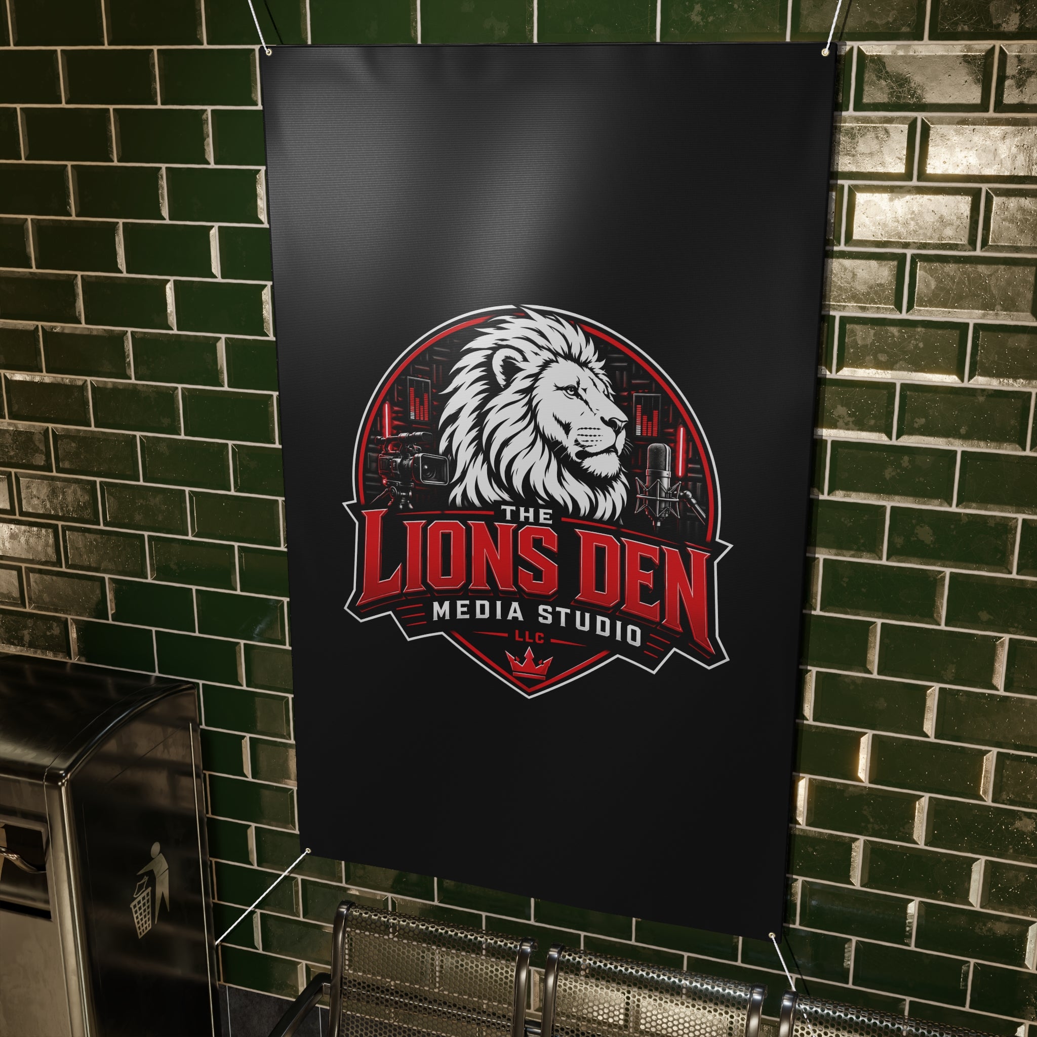 The Lions Den Media Studio Matte Banner
