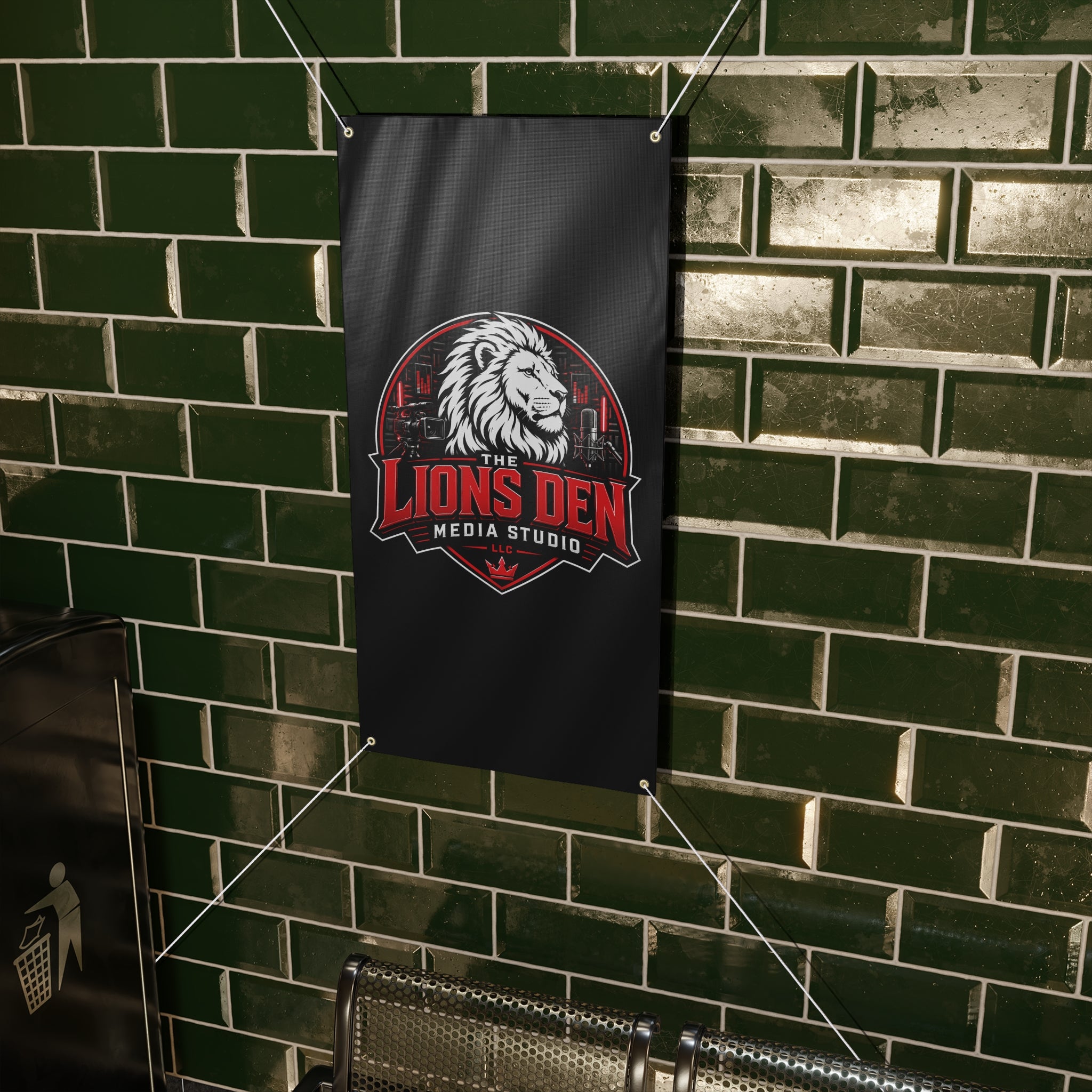 The Lions Den Media Studio Matte Banner