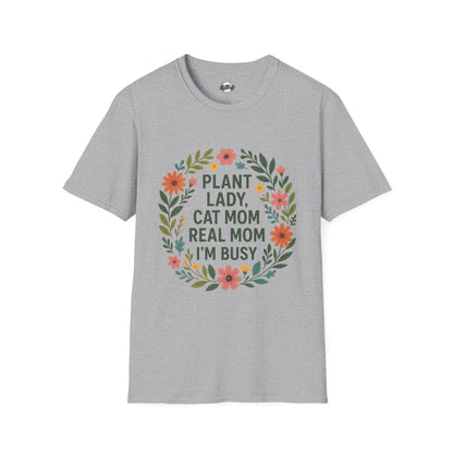 Plant Lady Cat Mom T-Shirt - Unisex Softstyle Tee for Nature Lovers
