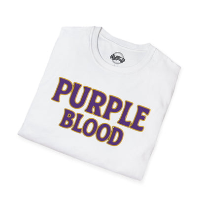 Purple Blood Graphic T-Shirt | Unisex Softstyle Tee for Fans, Casual Wear, Gift Ideas, Birthday, Halloween, Sports Events
