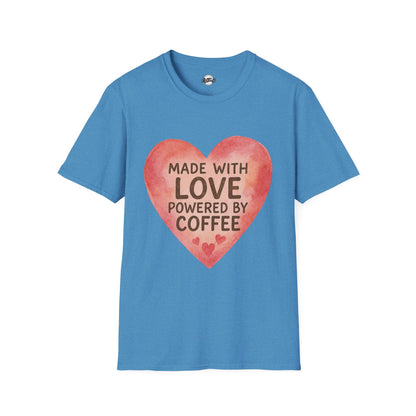 Made with Love Powered by Coffee Unisex Softstyle T-Shirt
