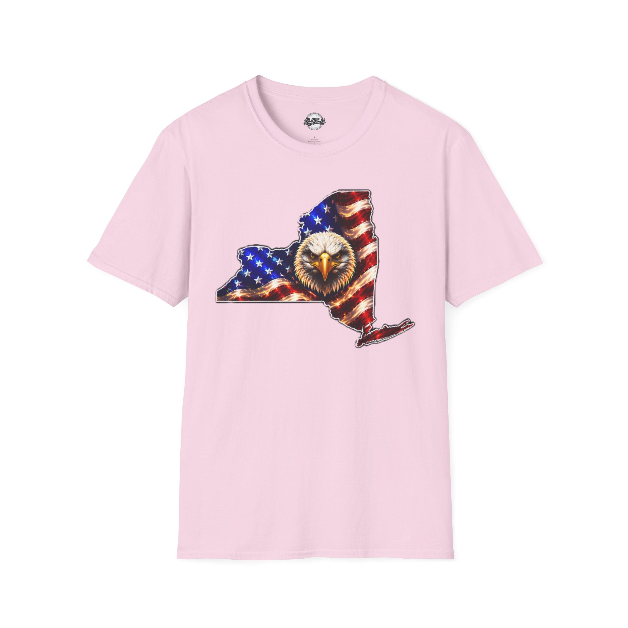 Patriotic New York State T-Shirt - American Flag Eagle Graphic