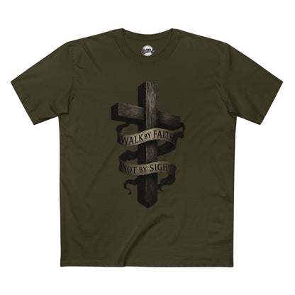 Faith Cross T-Shirt — "Walk by Faith, Not by Sight" Christian Tee
